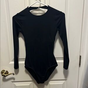 long sleeve black dance leotard